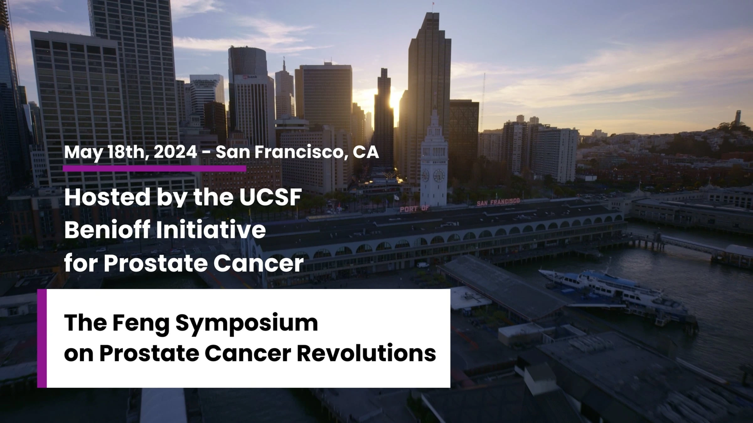 San Francisco skyline promoting prostate cancer symposium hosted by UCSF.
