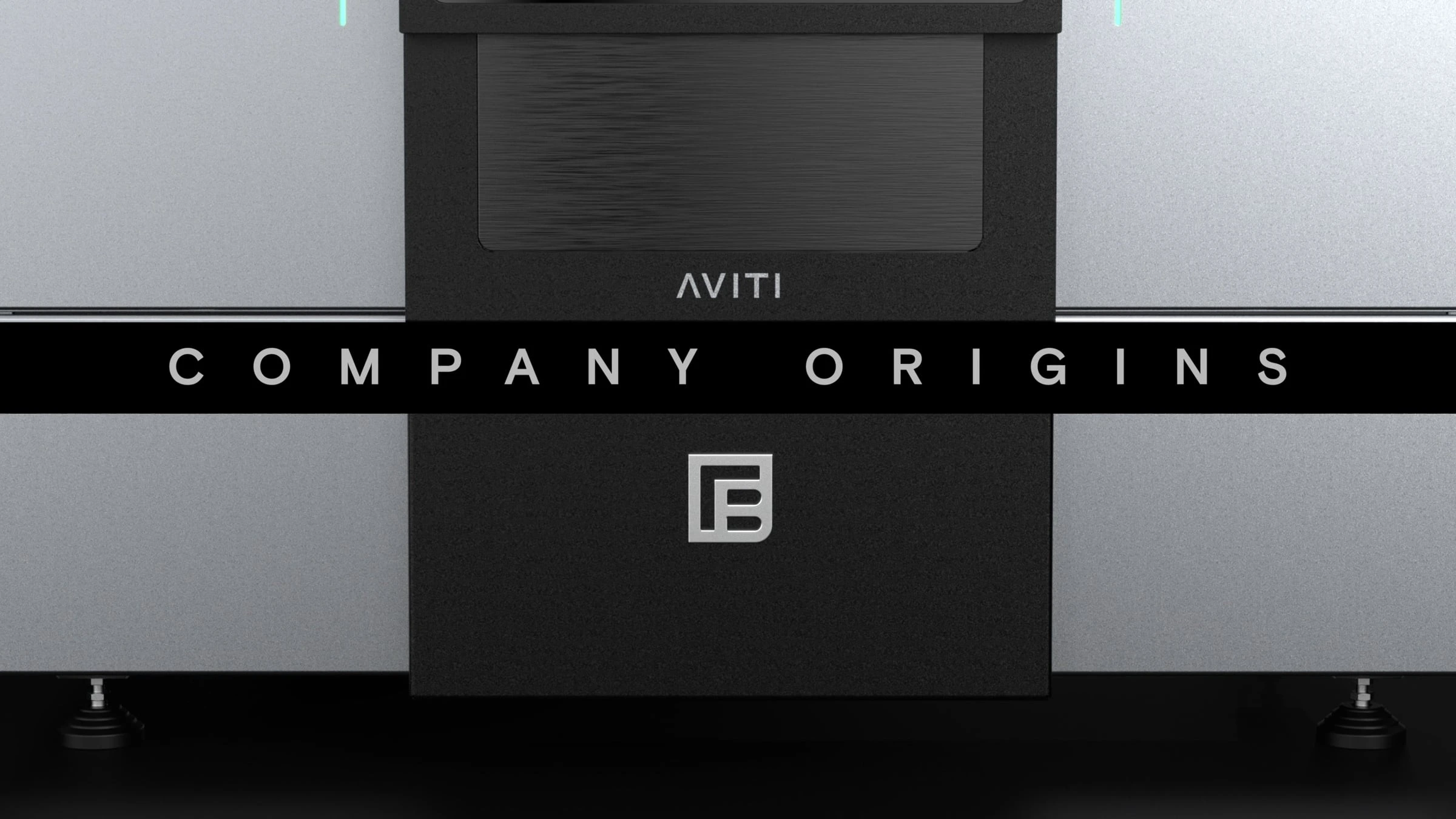 AVITI industrial machine displaying Company Origins title on sleek modern equipment interface.